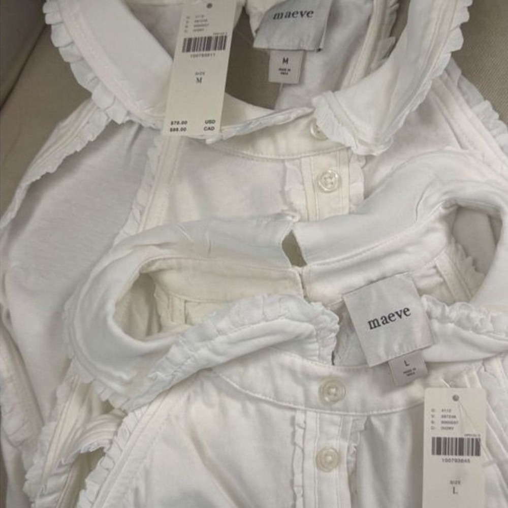 Anthropologie Maeve Ivory Ruffle Halter Top Peter Pan Collar Tunic Size Large - Picture 6 of 8
